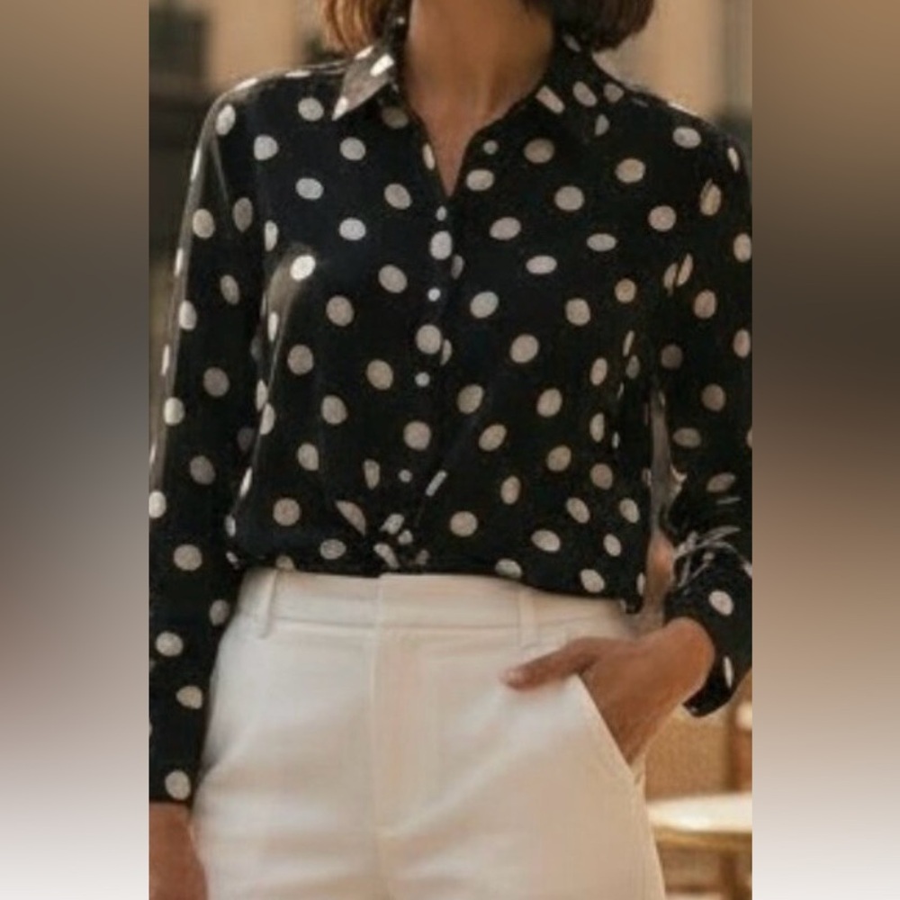 Tuckernuck Black & White Polka Dot COTTON Top XL NWT JULIANA